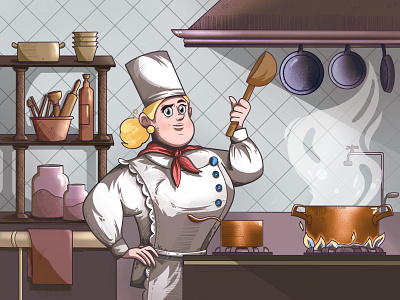 Mrs. Chef 👩‍🍳 3d artist branding character chef design graphic design illustration logo painting ui vector