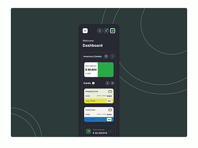 Dashboard card product design ui ux
