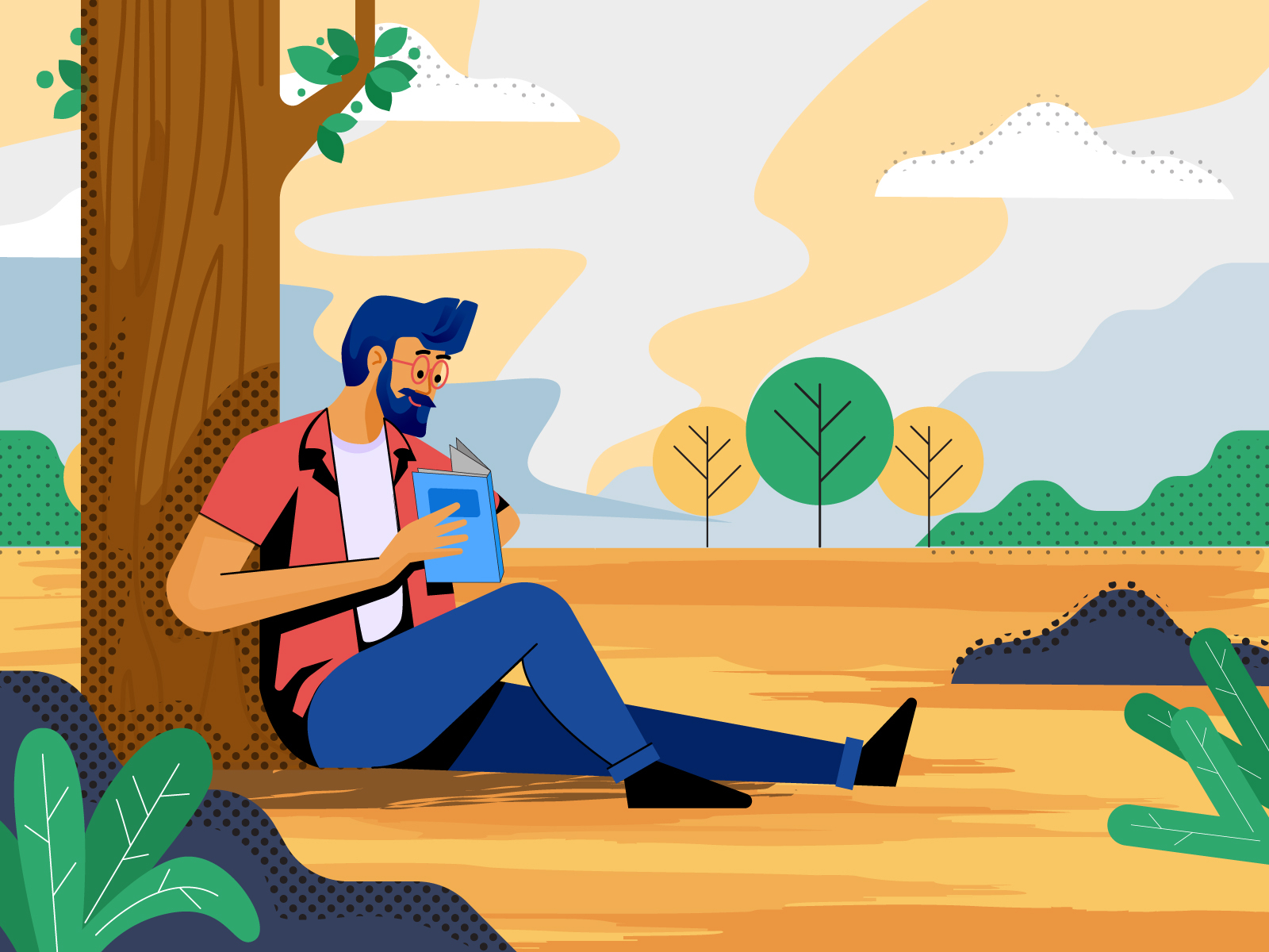 Guy reading a book Illustration by Shreyas Bendre on Dribbble