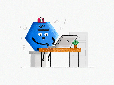 Work From Home brush character characterdesign concept design desk experiment expression flat grunge hand drawn hexagon icon illustration laptop macbookpro photoshop stylized texture wacom