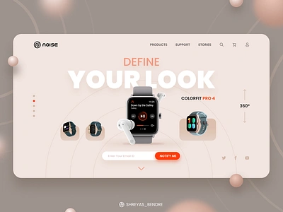 Noise Smart Watch Landing Page Concept app band header concept landing page noise smart watch ui ux wearable website webui