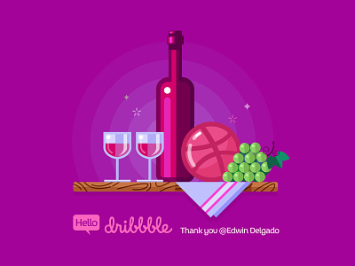 Hello Dribbble..... Cheers! bold cheers dribbble first illustration line shot vector wine