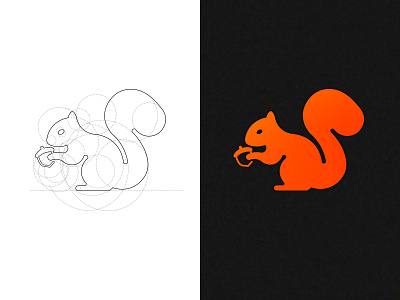 Squirrel Mark ©️ best branding circle geometry grid logo mark orange squirrel