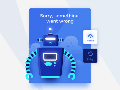 Error Popup 404 blue card design bot error graphic popup retry robot ui web wrong