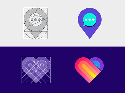 Symbols with Grid app color design graphic icon identity line logo mark pixel symbols vector