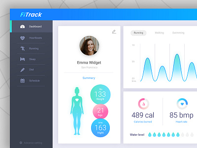 Fitness Dashboard UI app dashboard design fitness pixel screens ui ux web