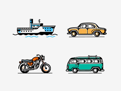 MEANS OF TRANSPORT - Illustrations art icon illustration line minimal vector vehicle