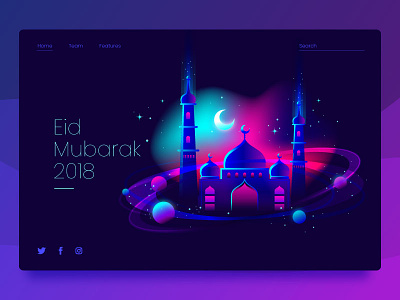 Eid Mubarak Header Concept 2018 concept eid flat gradients header illustration ui vector website