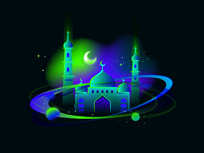 Eid Ramadan 2018 concept eid flat gradients header illustration ui vector website