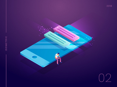 Notifications 3d app color glow gradient icon illustration illustrator isometric messenger notifications