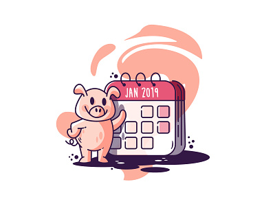 Year Of The Pig 2019 cute holida illustration new pig vector year