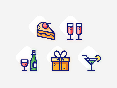Party Icons celebration color concept design flat icon illustration line party ui vector website