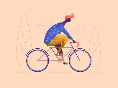 Happy Cycling cycle cycling workout health sports bike illustration ui design journey lifestyle fit park transport healthy sport fitness world touristic bicycling get fit training life trip traveling traveler collection tree people travel