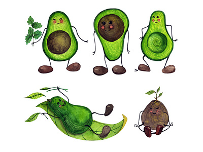 Funny avocados. illustration