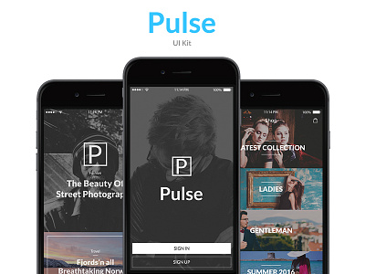 Pulse Ui Kit android app fashion ios iphone mobile multimedia ui ux