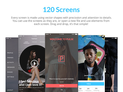 Pulse Ui Kit android app fashion ios iphone mobile multimedia ui ux