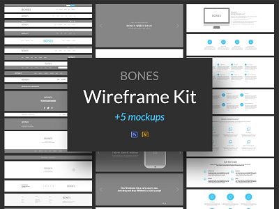 Bones Wireframe Kit illustrator kit photoshop ui ux web web design website wireframe