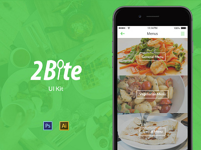 2Bite UI KIt android app food ios iphone mobile restaurant ui ux
