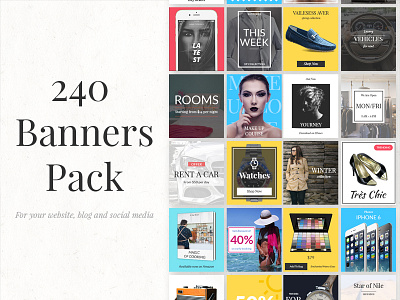 240 Banners Pack app banner blog fashion product shop social media stories style website