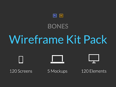 Bones Wireframe Kit Pack app app design bundle kit mobile ui ux web web design website wireframe