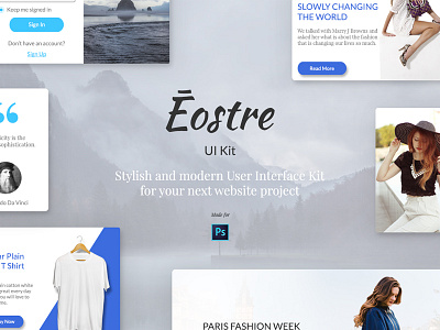 Ēostre Ui Kit blog ecommerce fashion photoshop shop ui ui kit ux web web design website website template