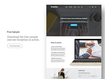 Inception Ui Kit - Free Sample free freebie photoshop start up startup tech technology ui ui kit ux web design website
