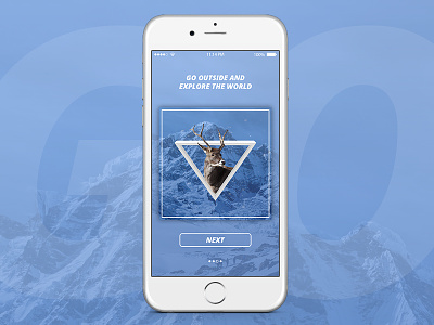 Go Outside - Free PSD animal app app design nature blue deer explore mountains snow winter
