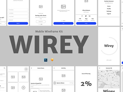Wirey Mobile Wireframe Kit app design mobile mobile app prototyping ui ux ux design wire frame wireframe