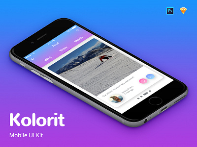 Kolorit Mobile Ui Kit colorful mobile mobile app mobile ui photoshop sketch ui ui design ui kit ux