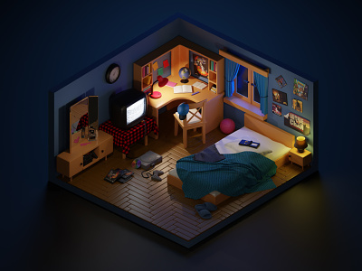 3D Bedroom by Beka Khapirashvili on Dribbble