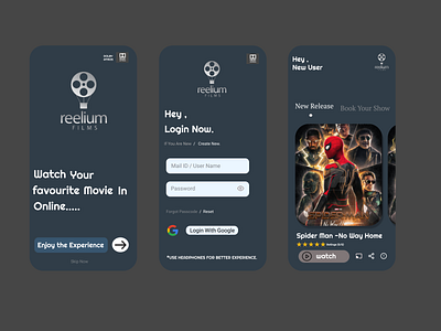 Online Movie Watching App UI design