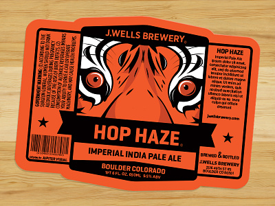 Hop Haze beer label hop haze illustrator ipa j. wells brewery jupiter visual