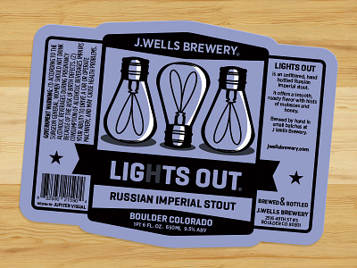 Lights Out beer label boulder illustrator j. wells brewery jupiter visual russian imperial stout