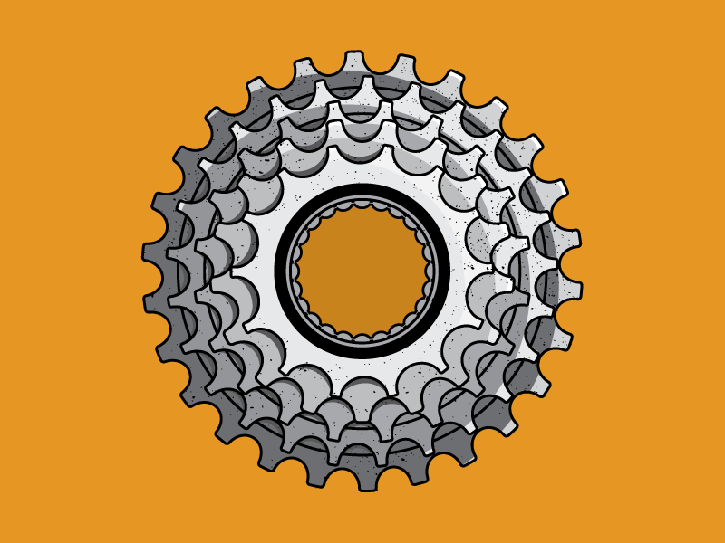 5-Speed illustrator illustration jupitervisual metal cog bikeart gears bike