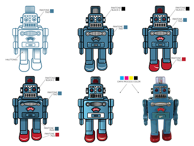 Spot Bots illustrator infographic pantone robot spot color vector