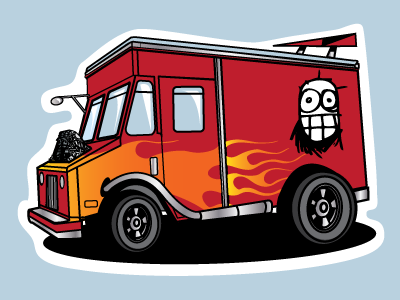 Hot Rod Delivery Truck banner ad illustration jupiter visual sticker vector