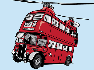 Proper Copter double decker bus gigposter helicopter illustration jupiter visual vector