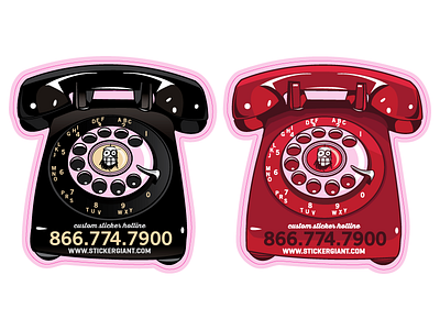 Hot Line die cut illustration jupiter visual phone rotary phone stickers vector