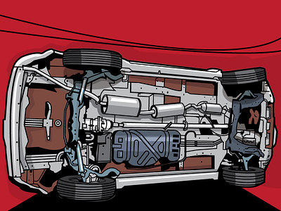 Rolled car bottom gigposter illustration illustrator jupiter visual rolled car wreck