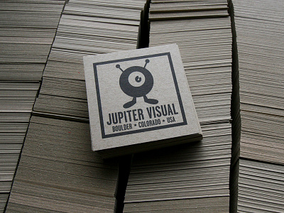 Business Time. business card jupiter visual kraft one color square card