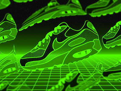 GREEN GLOW branding design designer digital identity illustration ipad nike nike air max procreate sneakers streetwear