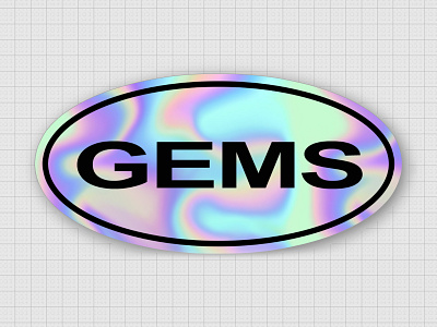 GEMS HOLO. basic branding clothing design hologram holographic identity logo psychedelic stickers streetwear type