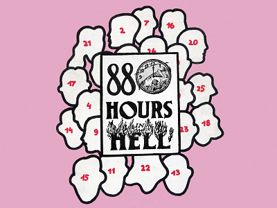 88 Hours in Hell. apparel collage design illustration logo religion retro
