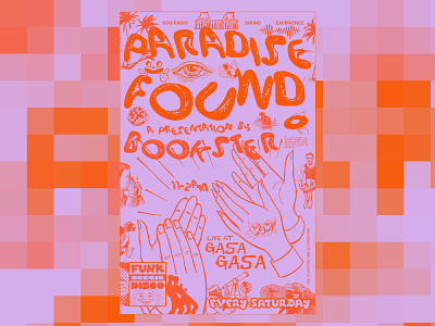 Paradise Found. album artwork branding collage design digital disco dj identity illustration logo music orange pink poster posters retro streetwear