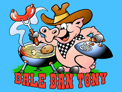 Dale Dan Tony 'Grillin Stuff' cartoon country design illustration merch southern vector