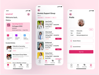 SheSupport - Mental Health App digital design mental health mobile design product design ui ux women empowerment