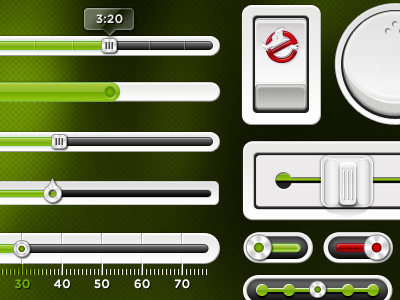 Slimer "Green" PSD UI Kit button download free freebie green grey gui interface ios iphone kit knob menu mobile navigation psd resources slider switch toggle ui web