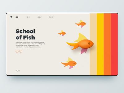 School of fish app branding dailyui fish illustration interface landingpage retro school typography ui uiux vintage web