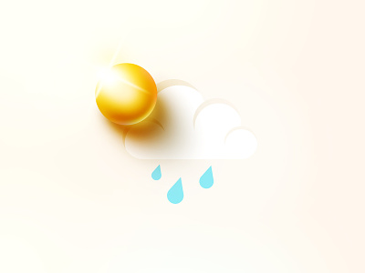 Weather icon 3d cloud design flat icon illustration rain retro sun vector vintage weather