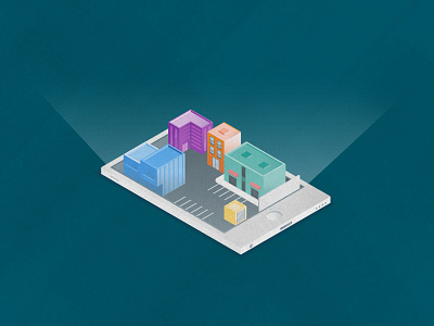 Online community buildings illustration iphone isometric